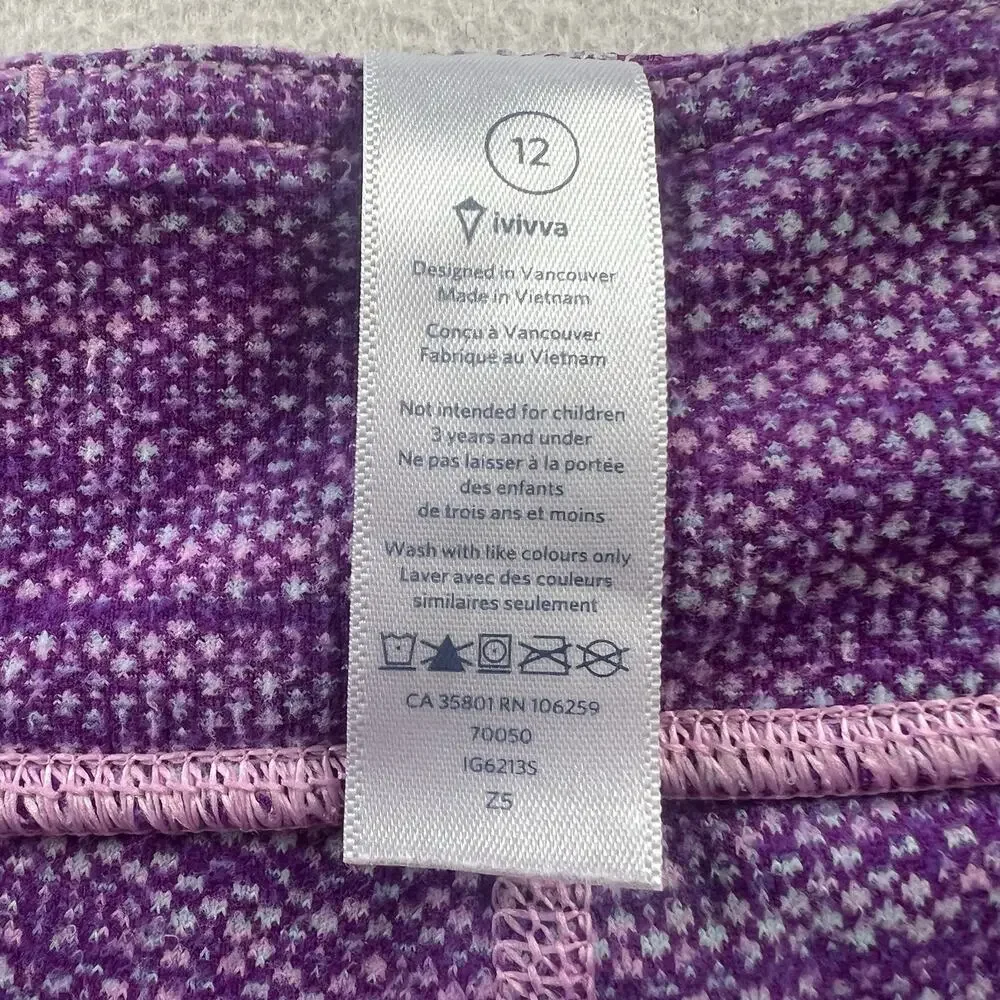 Ivivva By Lululemon Girl Purple Dot Print Rhythmic 17” Crop Legging Youth 12
